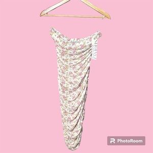 NEW Almost Famous Strapless Halter Dress Womens Medium Ruching Floral Liberty